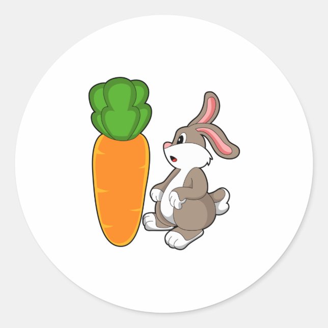 Rabbit with Carrot (2).PNG Classic Round Sticker (Front)