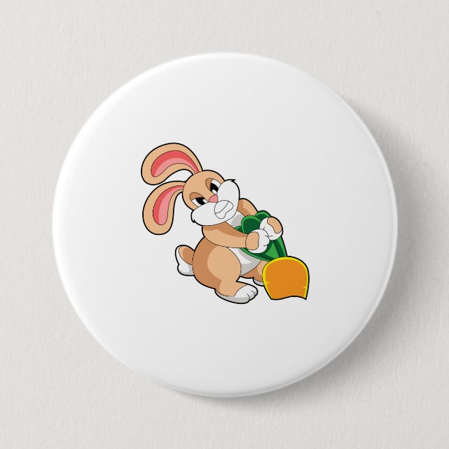 Rabbit with Carrot 7.5 Cm Round Badge (Front)