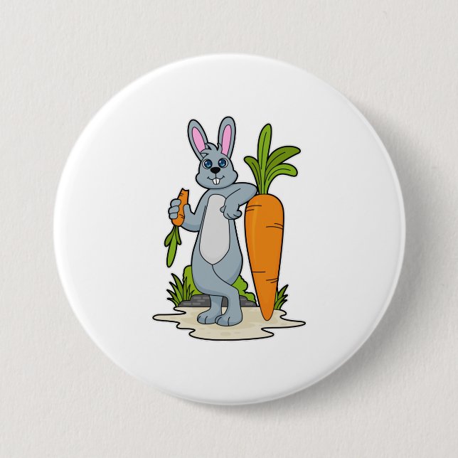 Rabbit with Carrot 7.5 Cm Round Badge (Front)