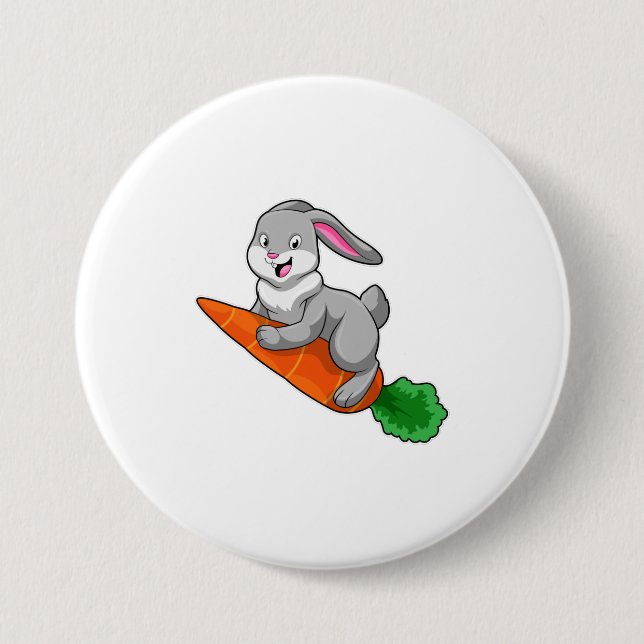 Rabbit with Carrot 7.5 Cm Round Badge (Front)