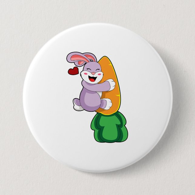 Rabbit with Carrot 7.5 Cm Round Badge (Front)
