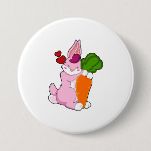 Rabbit with Carrot and Heart 7.5 Cm Round Badge
