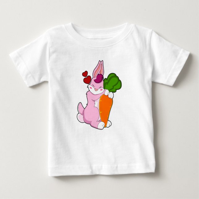 Rabbit with Carrot and Heart Baby T-Shirt (Front)