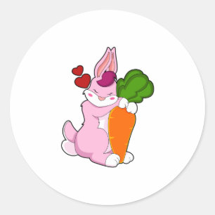 Rabbit with Carrot and Heart Classic Round Sticker