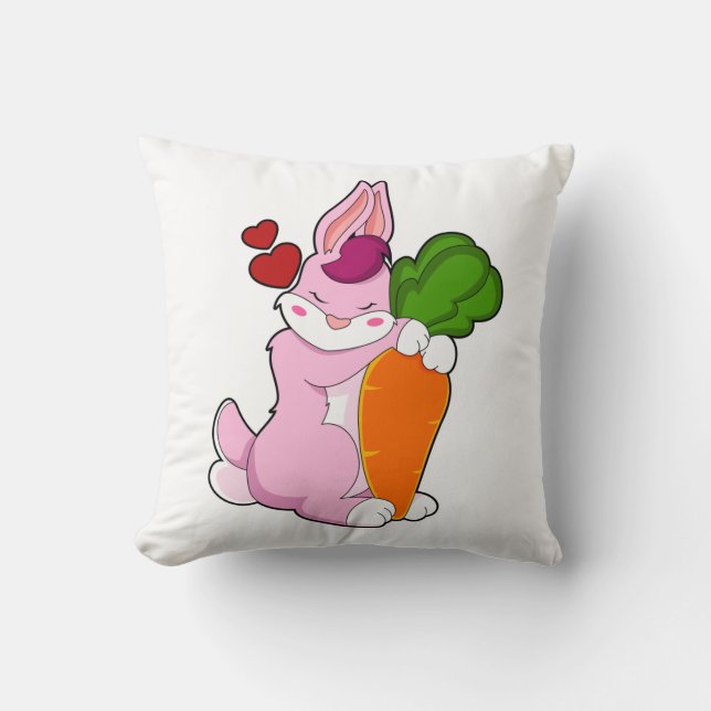 Rabbit with Carrot and Heart Cushion (Front)