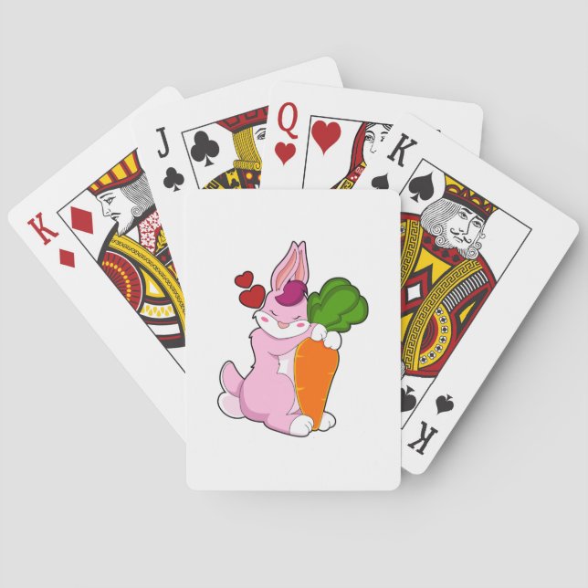 Rabbit with Carrot and Heart Playing Cards (Back)