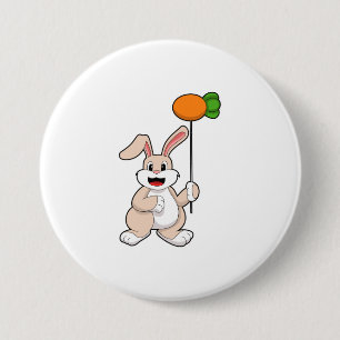 Rabbit with Carrot as Balloon.PNG 7.5 Cm Round Badge
