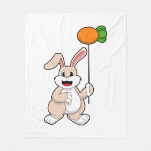 Rabbit with Carrot as Balloon.PNG Fleece Blanket