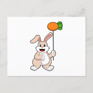 Rabbit with Carrot as Balloon.PNG Postcard