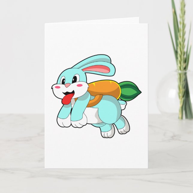 Rabbit with Carrot as Rocket Card (Front)