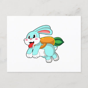 Rabbit with Carrot as Rocket Postcard