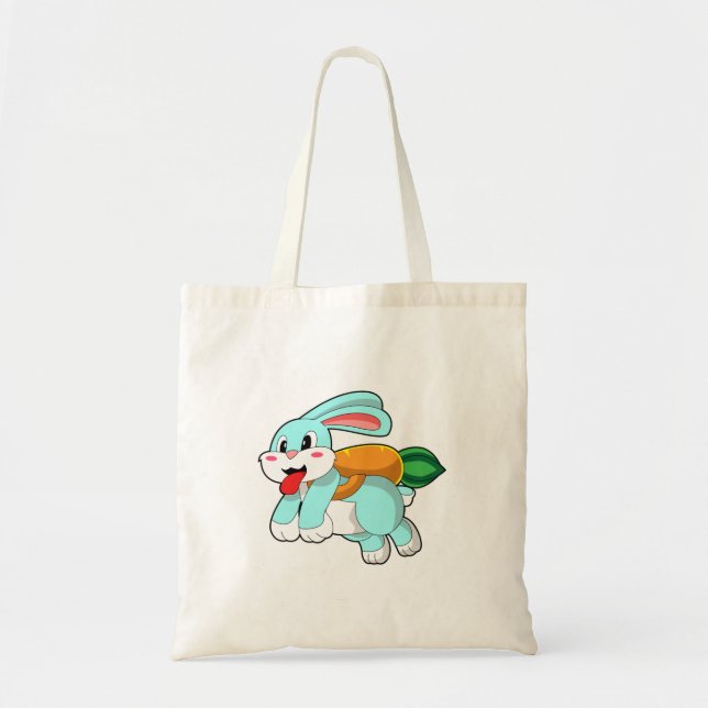 Rabbit with Carrot as Rocket Tote Bag (Front)