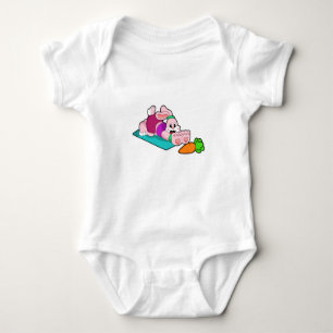 Rabbit with Carrot at Yoga on Yoga mat Baby Bodysuit