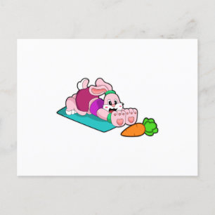 Rabbit with Carrot at Yoga on Yoga mat Postcard