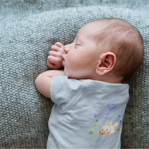 Rabbit With Carrot Cartoon Draw Baby Bodysuit