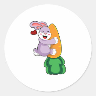 Rabbit with Carrot Classic Round Sticker