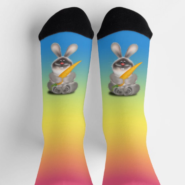 Rabbit with Carrot Crew Socks (Top)