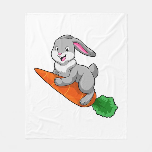 Rabbit with Carrot Fleece Blanket (Front)