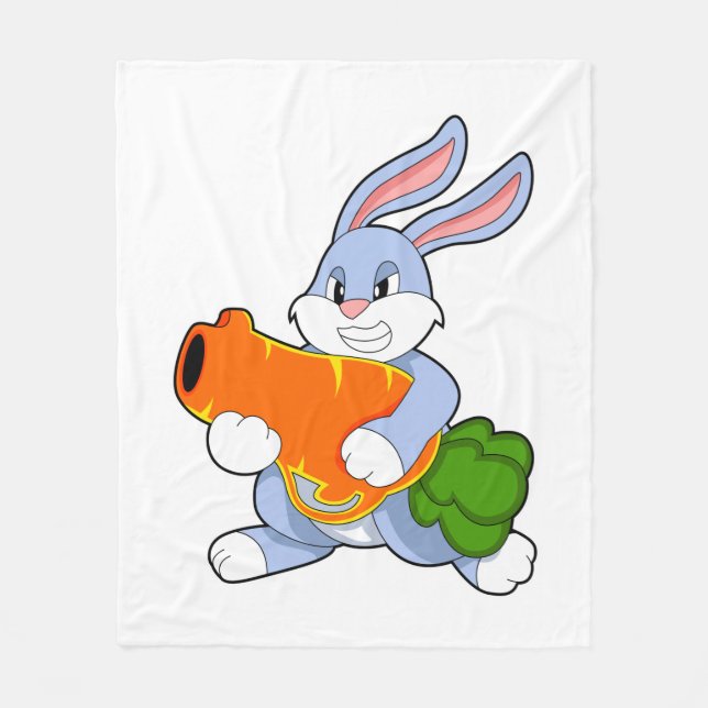 Rabbit with Carrot Fleece Blanket (Front)