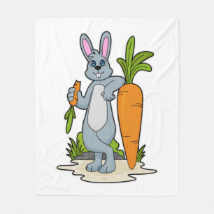 Rabbit with Carrot Fleece Blanket