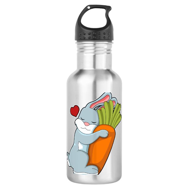 Rabbit with Carrot & Heart 710 Ml Water Bottle (Front)