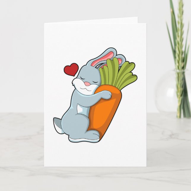 Rabbit with Carrot & Heart Card (Front)