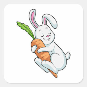 Rabbit with Carrot Square Sticker