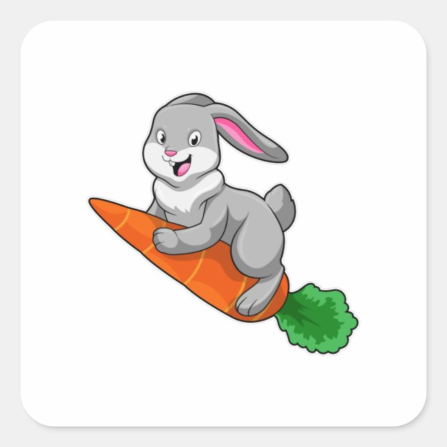 Rabbit with Carrot Square Sticker (Front)