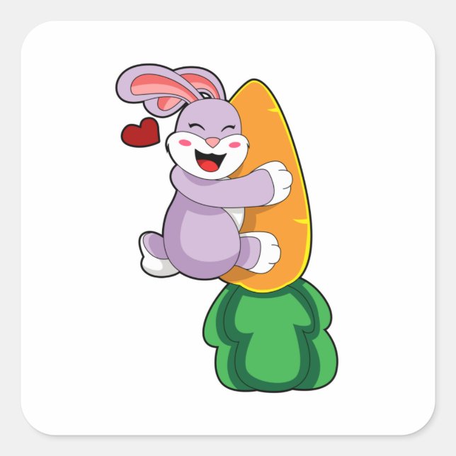 Rabbit with Carrot Square Sticker (Front)