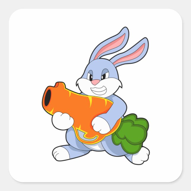 Rabbit with Carrot Square Sticker (Front)