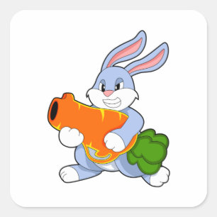 Rabbit with Carrot Square Sticker