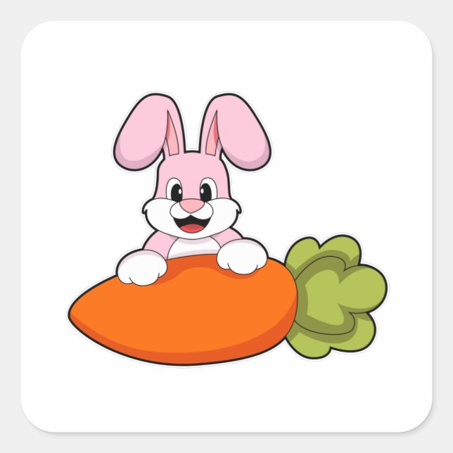 Rabbit with Carrot Square Sticker (Front)