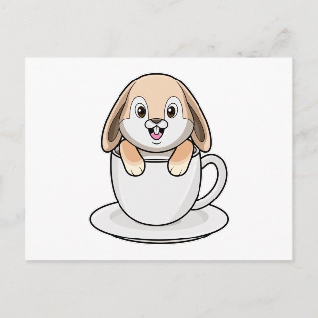 Rabbit with Coffee Cup Postcard (Front)