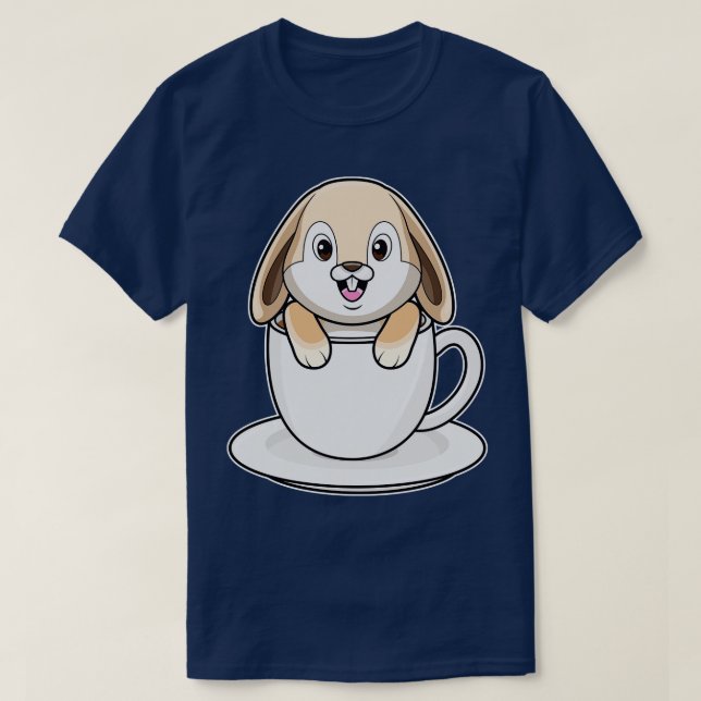 Rabbit with Coffee Cup T-Shirt (Design Front)