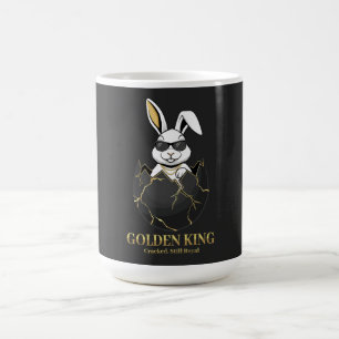 Rabbit with cool glasses, Gold, cracked, royal Coffee Mug
