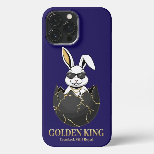 Rabbit with cool glasses, Gold, cracked, royal iPhone Case (Back)