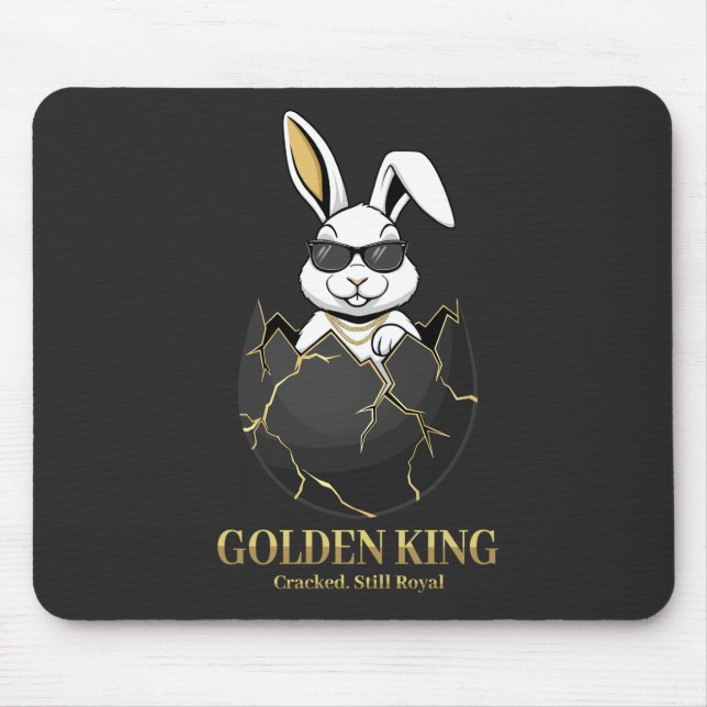 Rabbit with cool glasses, Gold, cracked, royal Mouse Pad (Front)
