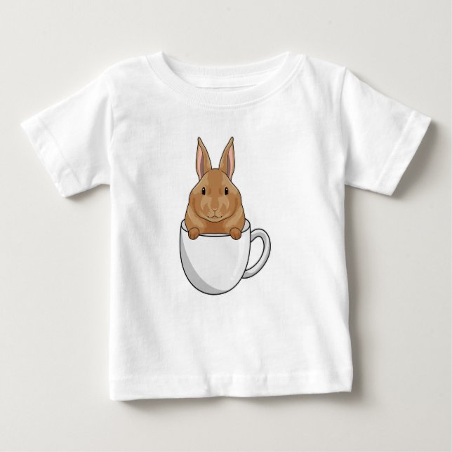 Rabbit with Cup of Coffee Baby T-Shirt (Front)