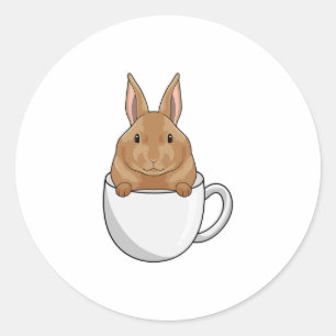 Rabbit with Cup of Coffee Classic Round Sticker