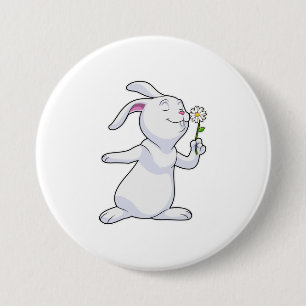 Rabbit with Daisy 7.5 Cm Round Badge