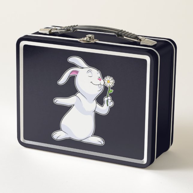 Rabbit with Daisy Metal Lunch Box (Front)