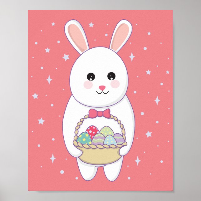 rabbit with easter egg basket  poster (Front)