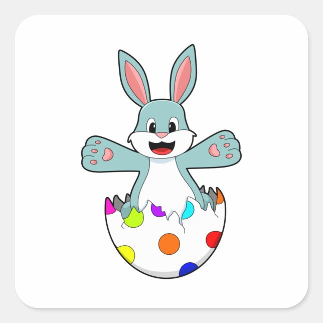 Rabbit with Egg Square Sticker (Front)