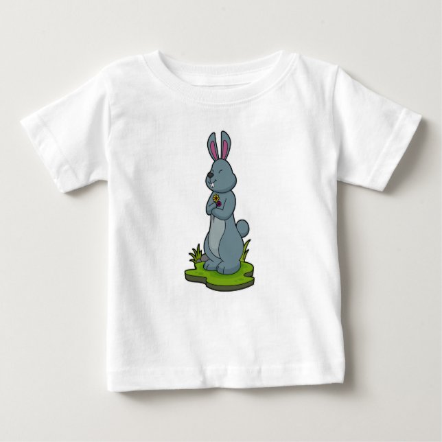 Rabbit with Flowers Baby T-Shirt (Front)