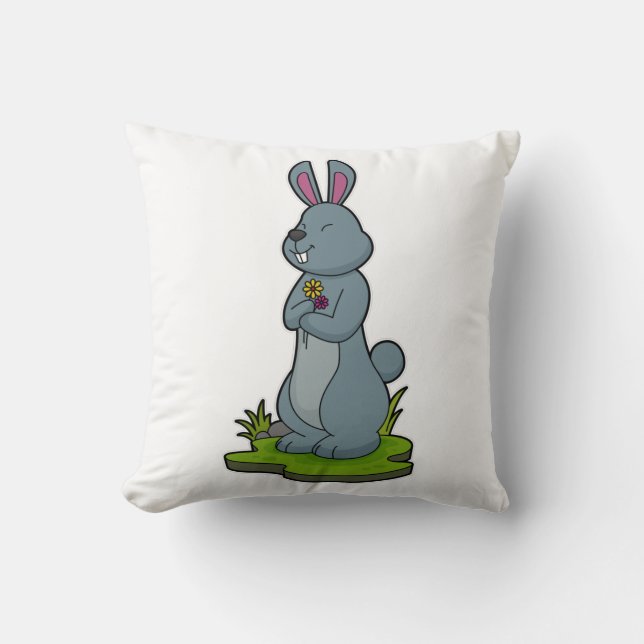 Rabbit with Flowers Cushion (Front)