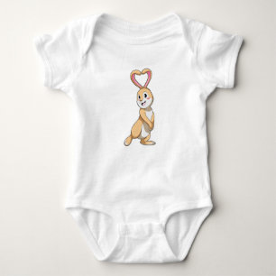 Rabbit with Heart Baby Bodysuit