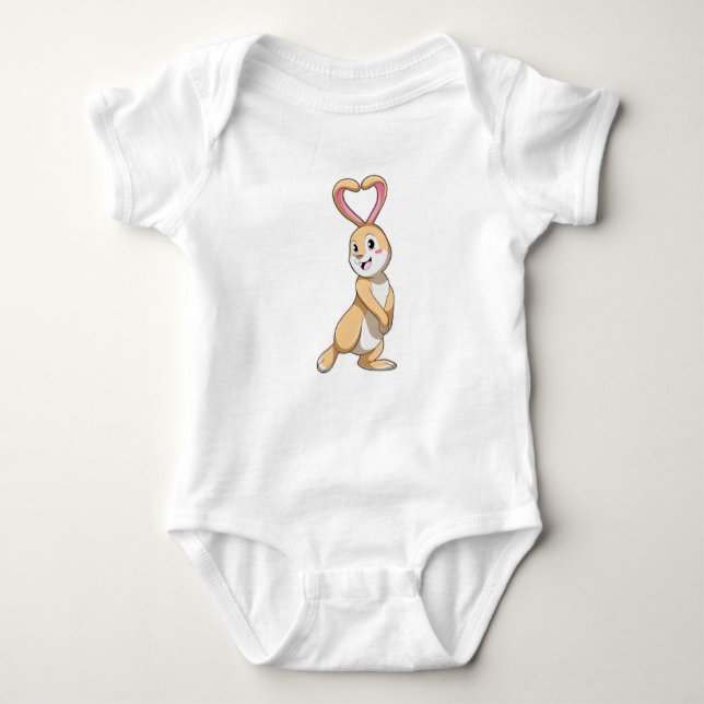 Rabbit with Heart Baby Bodysuit (Front)