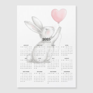 Rabbit with Heart-Shaped Balloon Magnetic Calendar