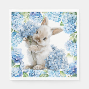 Rabbit with Hydrangea Flowers Napkin