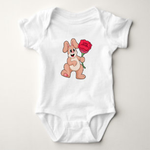 Rabbit with red Rose Baby Bodysuit